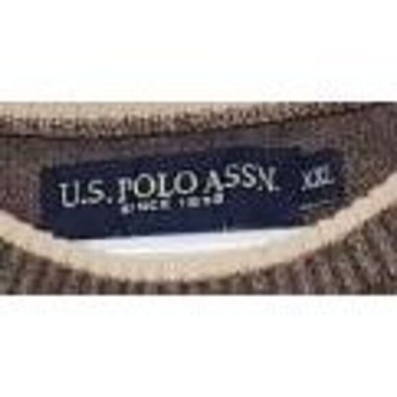 U.S. Polo Assn. Solid Jersey Crew Neck Sweater Cigar Heather Size XXL - Picture 6 of 8